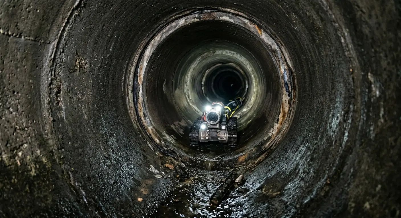 Robotic sewer camera inspecting pipe interior for Sewer Line Repair in University Place